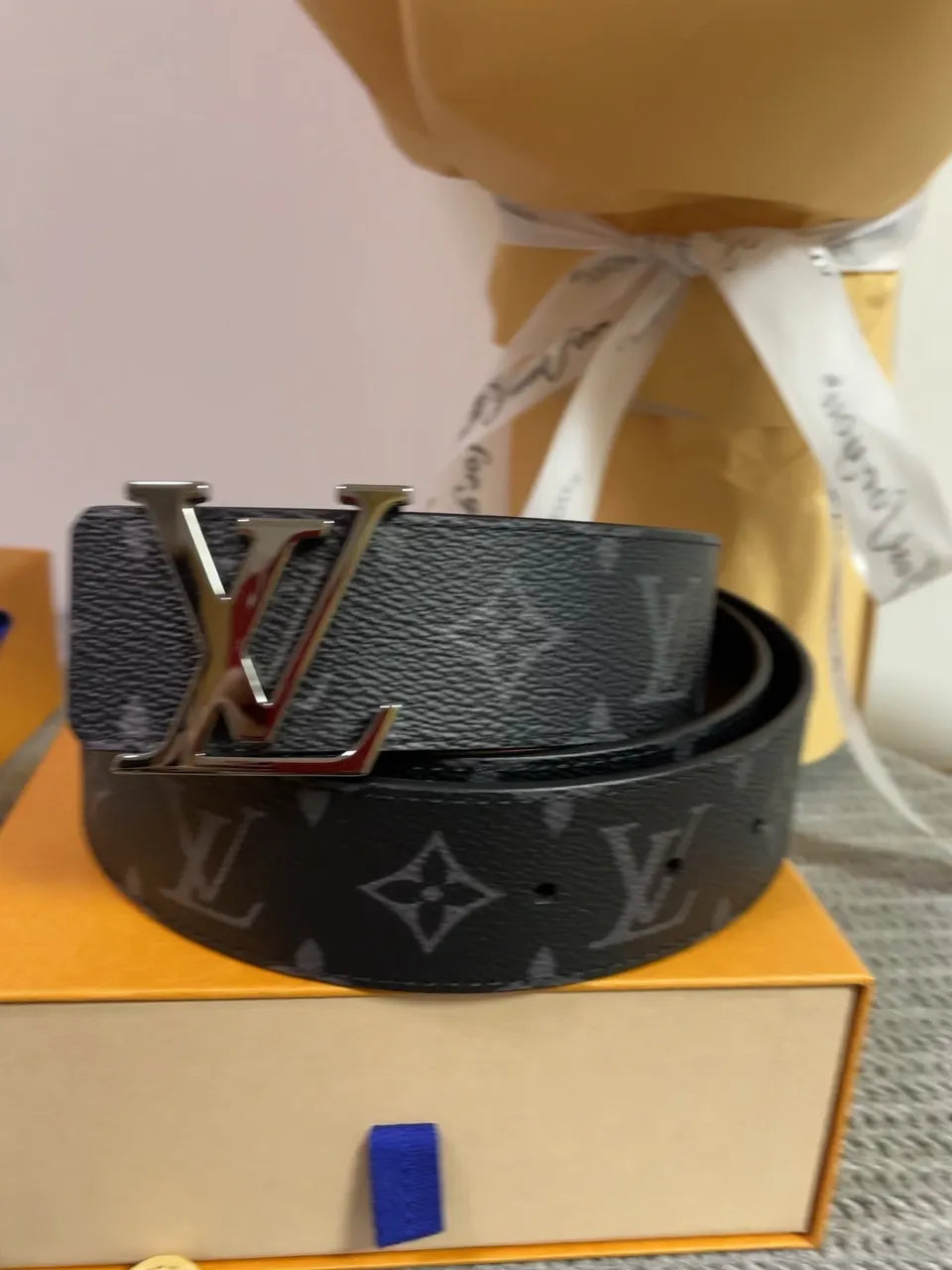 gold Louis Vuitton Monogram Canvas Belt - Hình 7