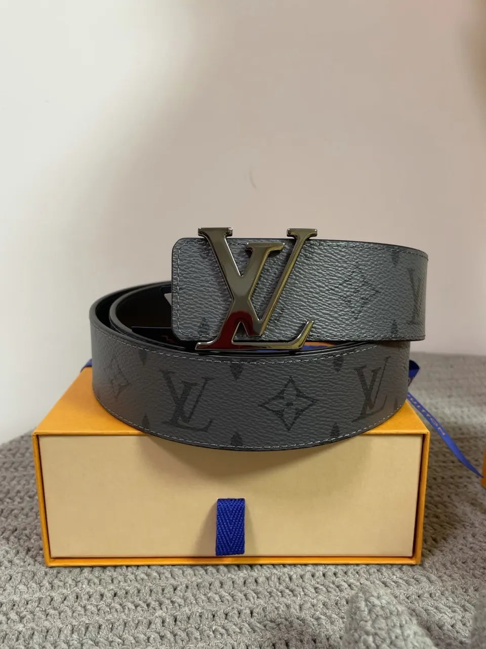 gold Louis Vuitton Monogram Canvas Belt - Hình 9