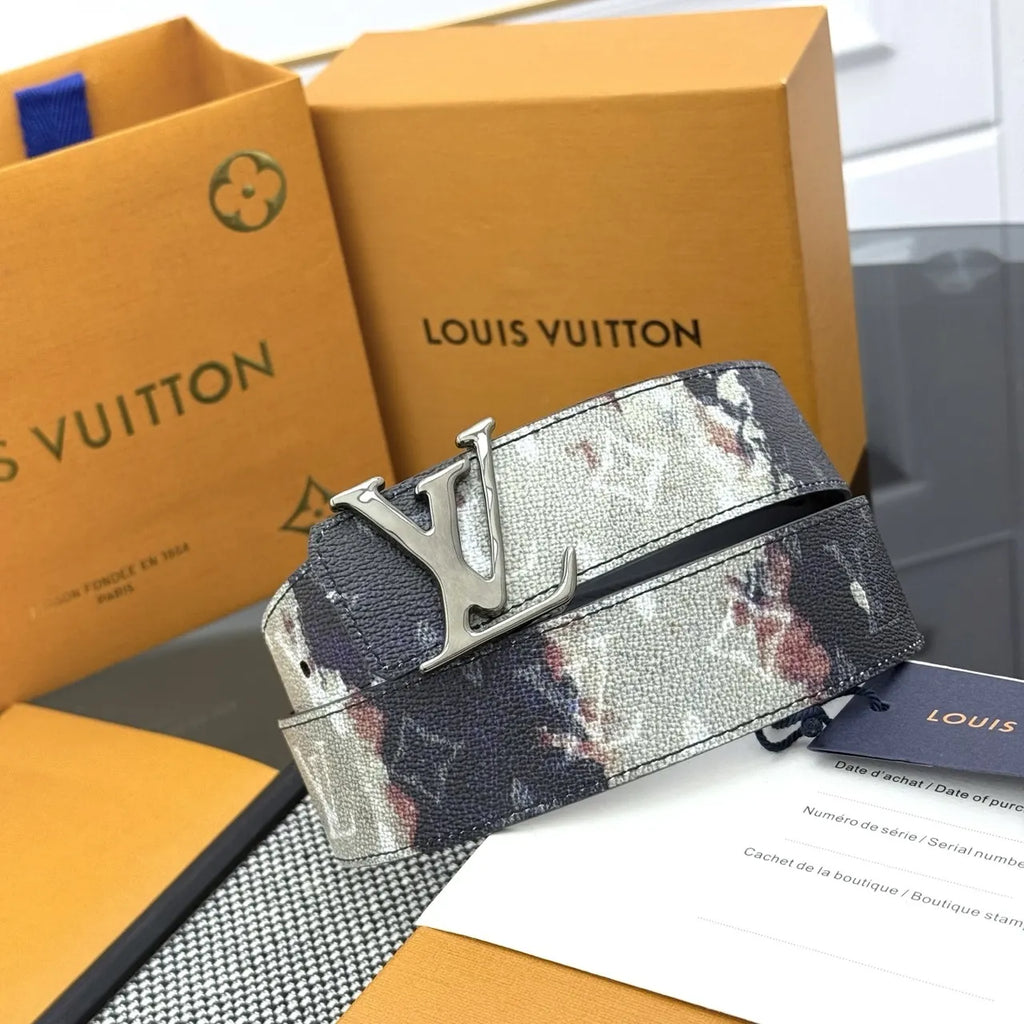 silver Louis Vuitton Watercolor Monogram Belt - Hình 4