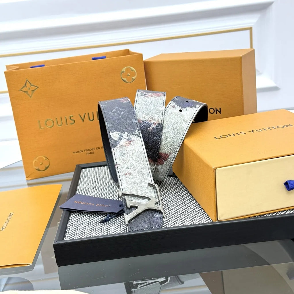 silver Louis Vuitton Watercolor Monogram Belt - Hình 5