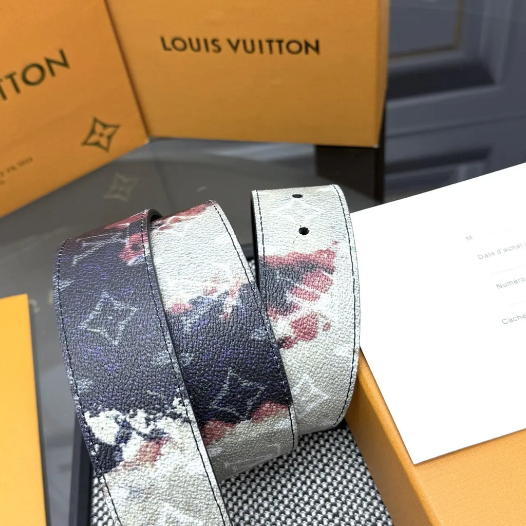 silver Louis Vuitton Watercolor Monogram Belt - Hình 6