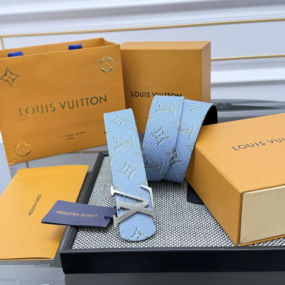 Louis Vuitton Light Blue Monogram Belt - Hình 2
