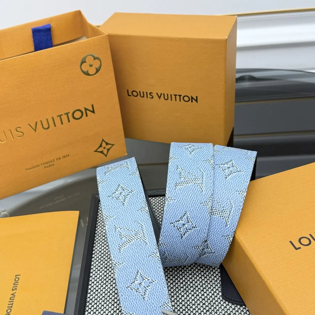 Louis Vuitton Light Blue Monogram Belt - Hình 3