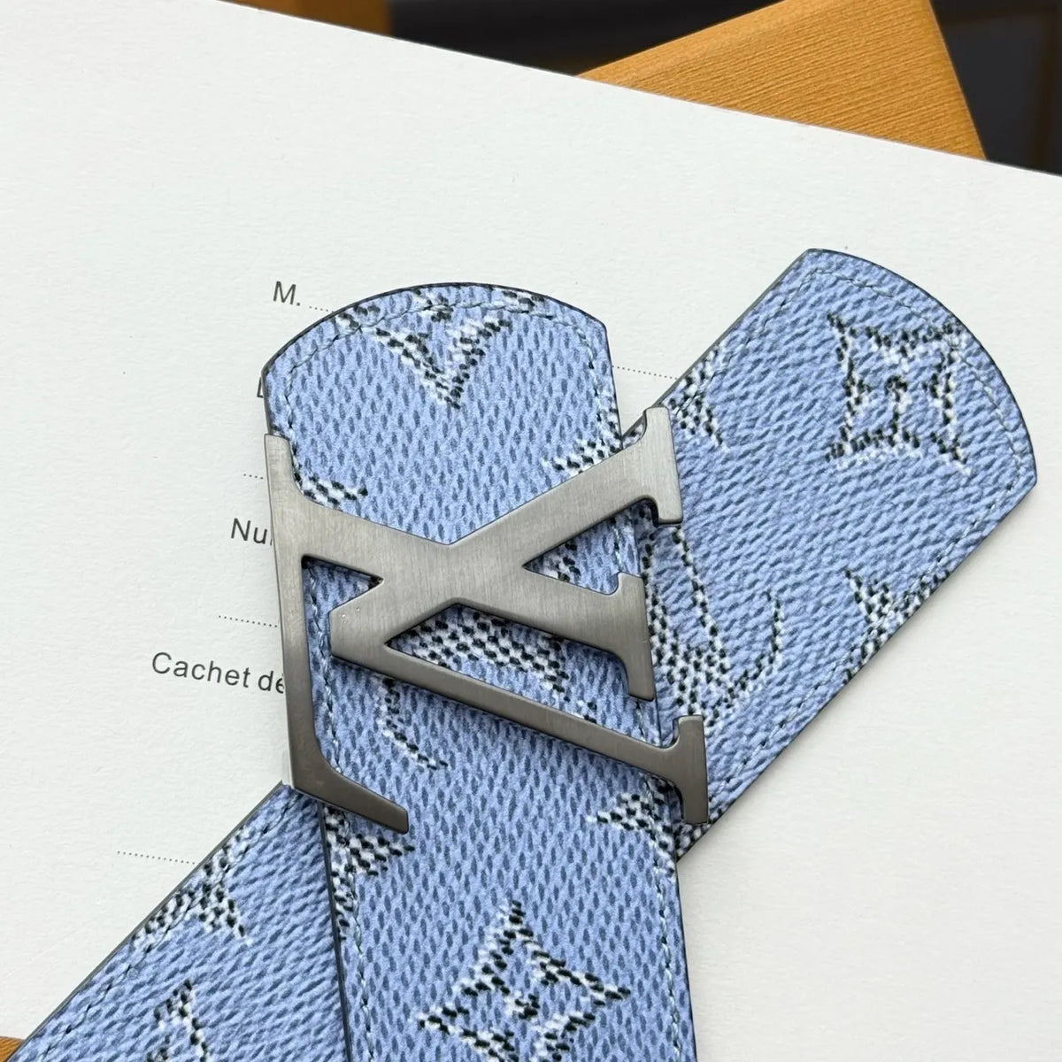Louis Vuitton Light Blue Monogram Belt - Hình 5