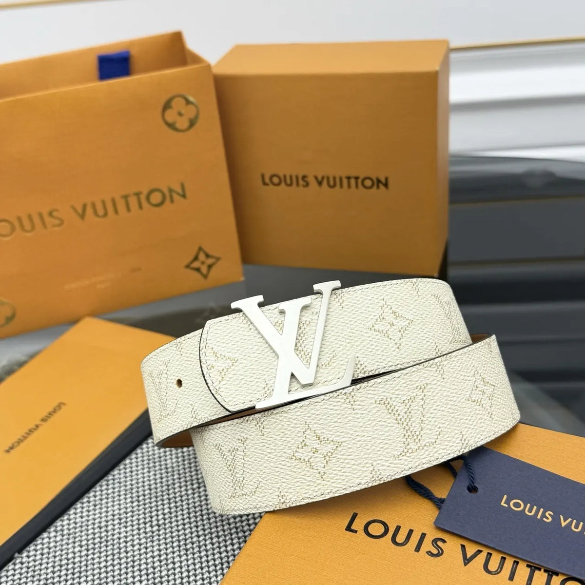 Louis Vuitton Cream Monogram Belt