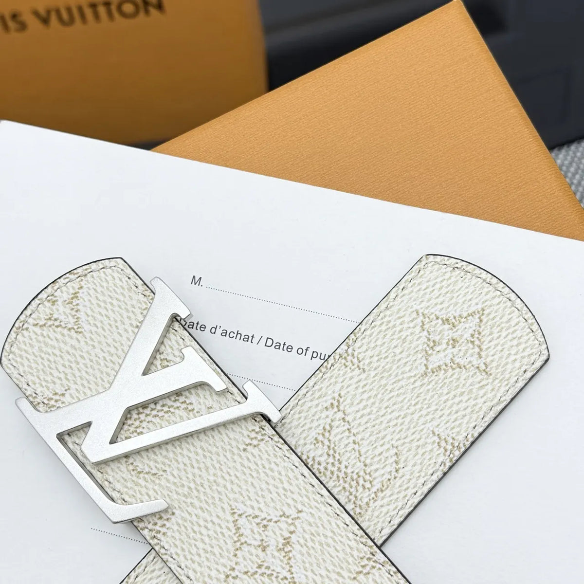 Louis Vuitton Cream Monogram Belt - Hình 6