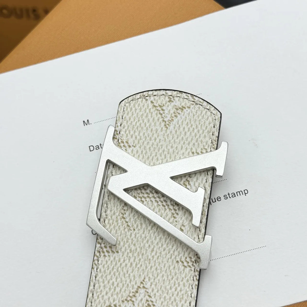 Louis Vuitton Cream Monogram Belt - Hình 7