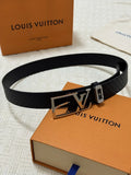 LV Black Embossed Leather Belt louis