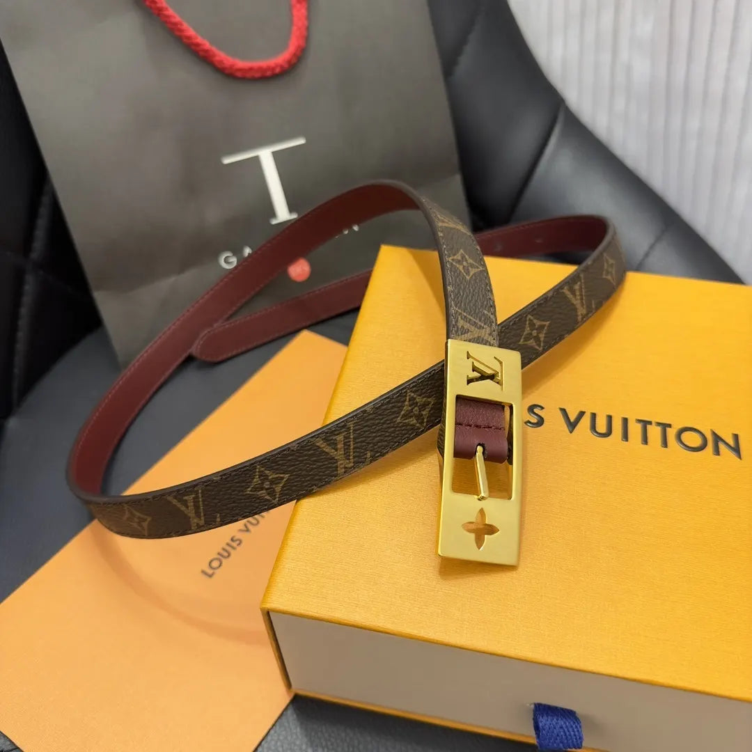gold Louis Vuitton Monogram Reverse Belt - Hình 2