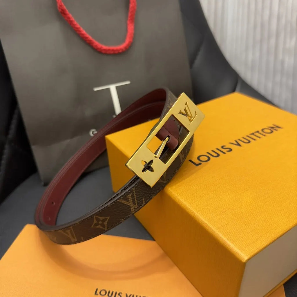 gold Louis Vuitton Monogram Reverse Belt - Hình 3