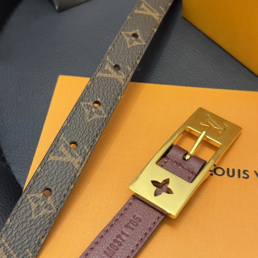 gold Louis Vuitton Monogram Reverse Belt - Hình 6