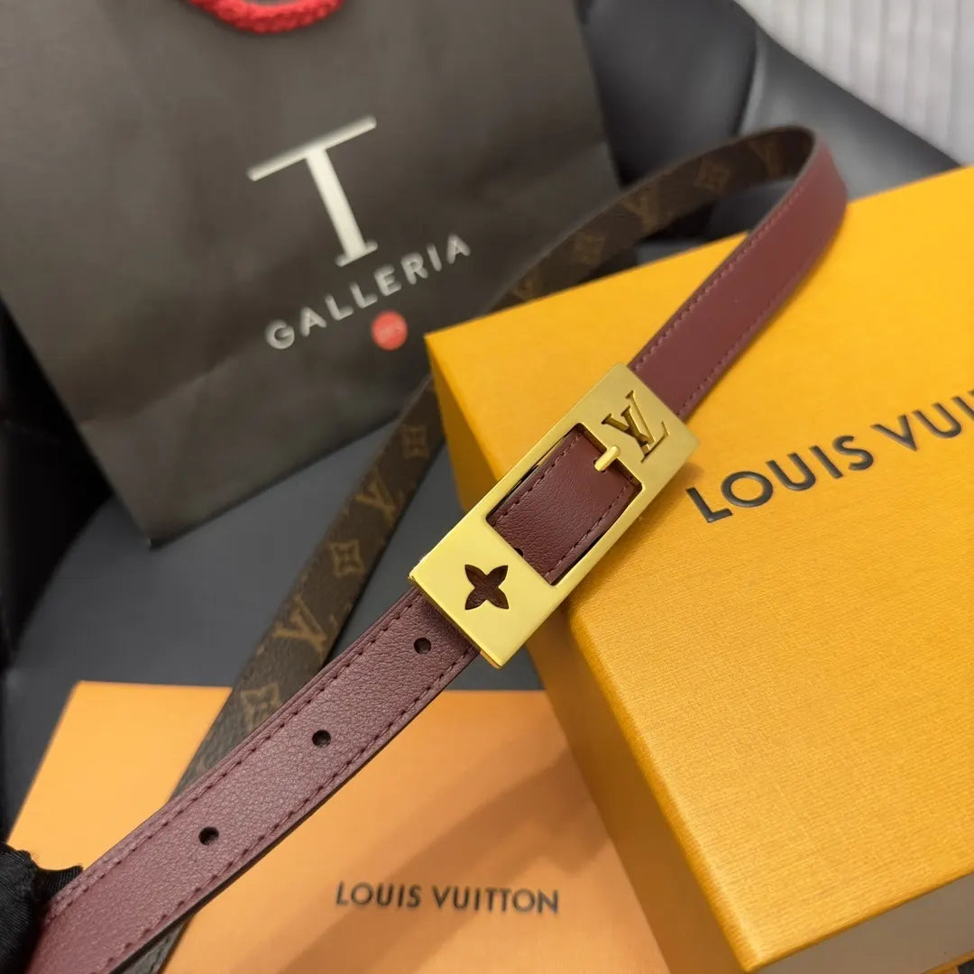 gold Louis Vuitton Monogram Reverse Belt - Hình 7