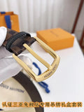 gold buckle Louis Vuitton Damier Ebene Belt