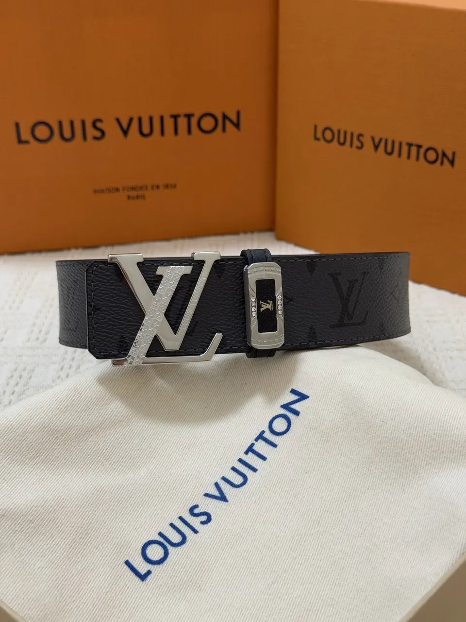 LV Black Monogram Silver Belt - Hình 2