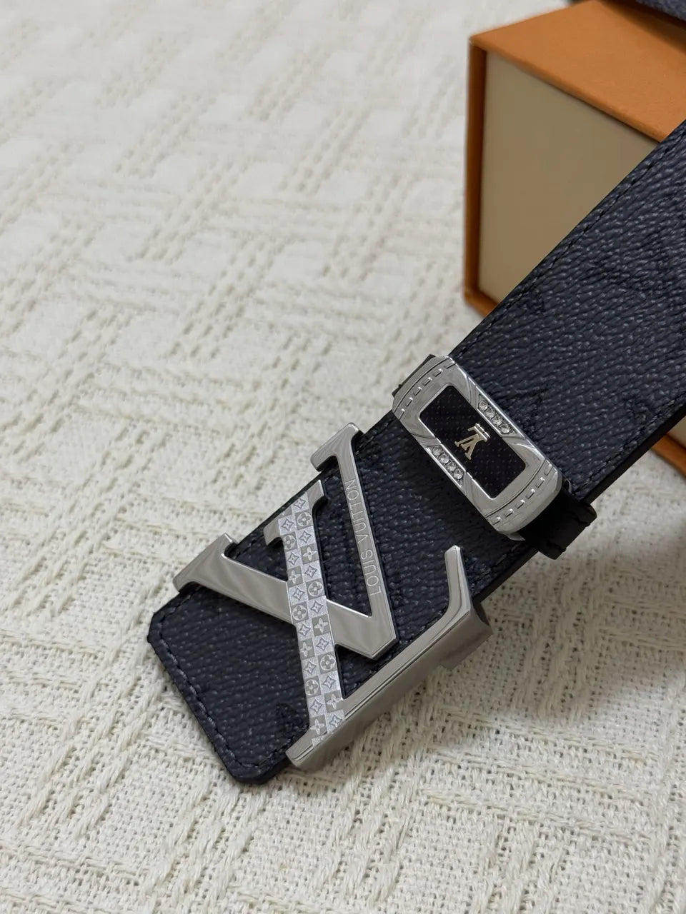 LV Black Monogram Silver Belt - Hình 7