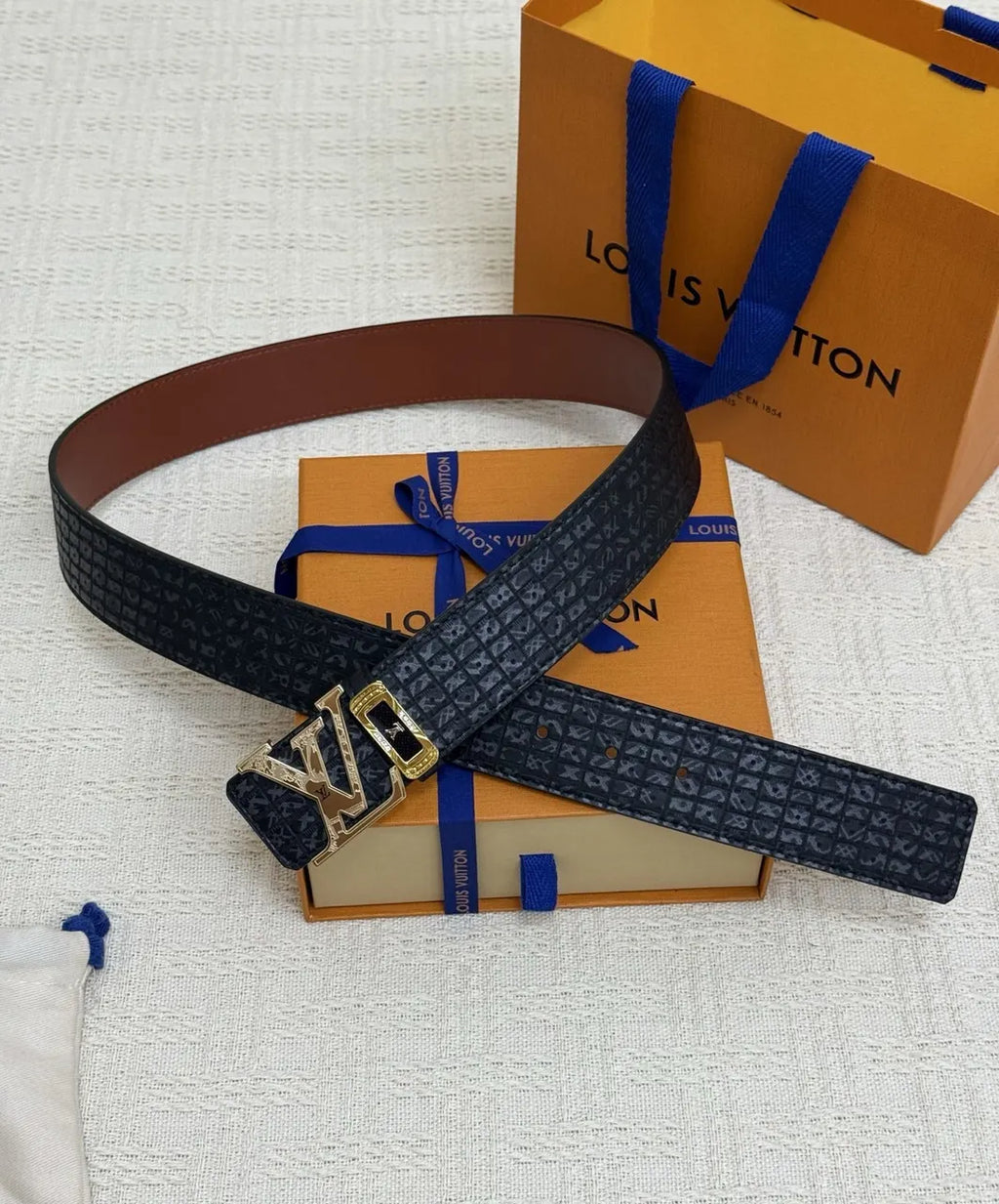 Louis Vuitton Embossed Belt black silver - Hình 7
