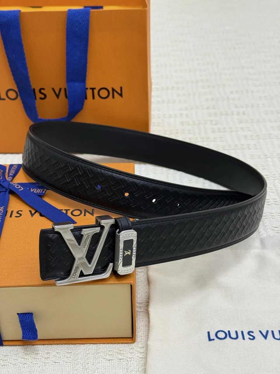 Louis Vuitton Woven Black Leather Belt
