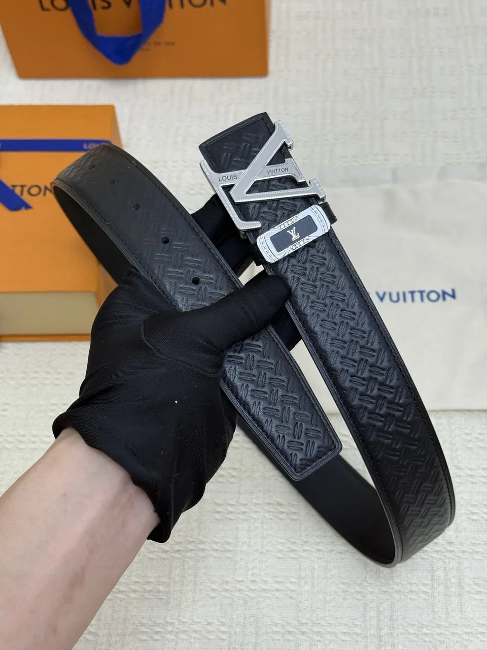 Louis Vuitton Woven Black Leather Belt - Hình 2