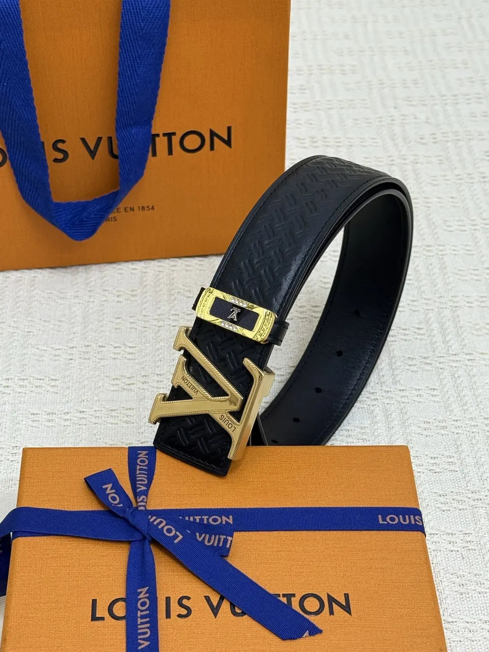 Louis Vuitton Woven Black Leather Belt - Hình 5