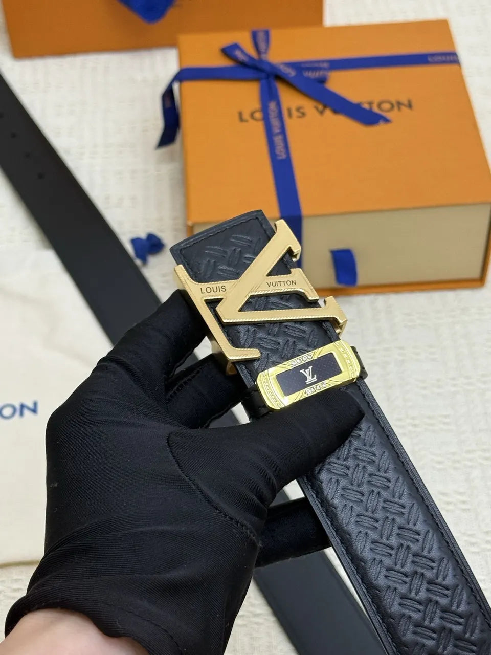 Louis Vuitton Woven Black Leather Belt - Hình 8