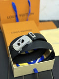 silver buckle Louis Vuitton Black Taurillon Leather Belt