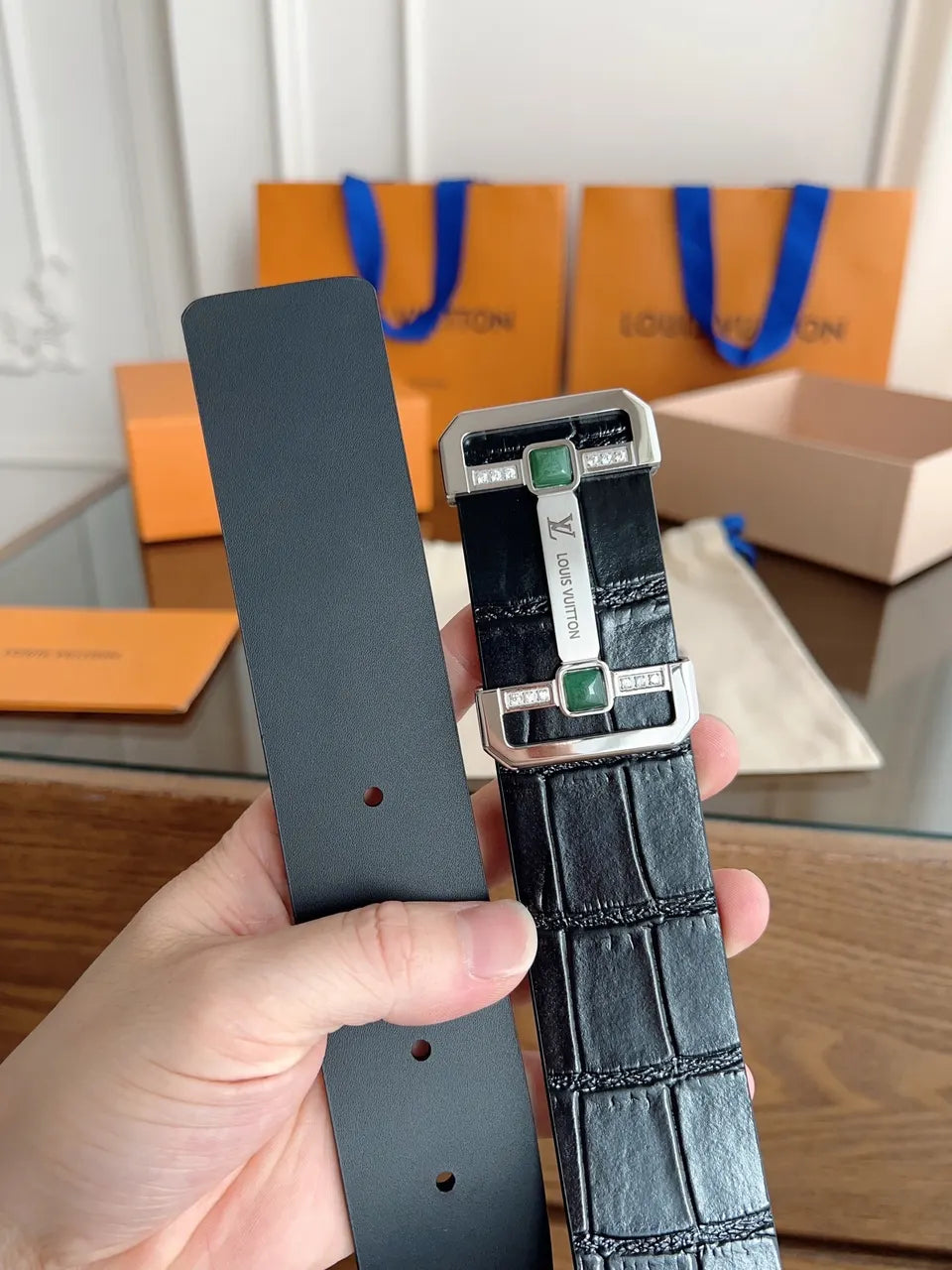 Louis Vuitton Black Alligator Belt