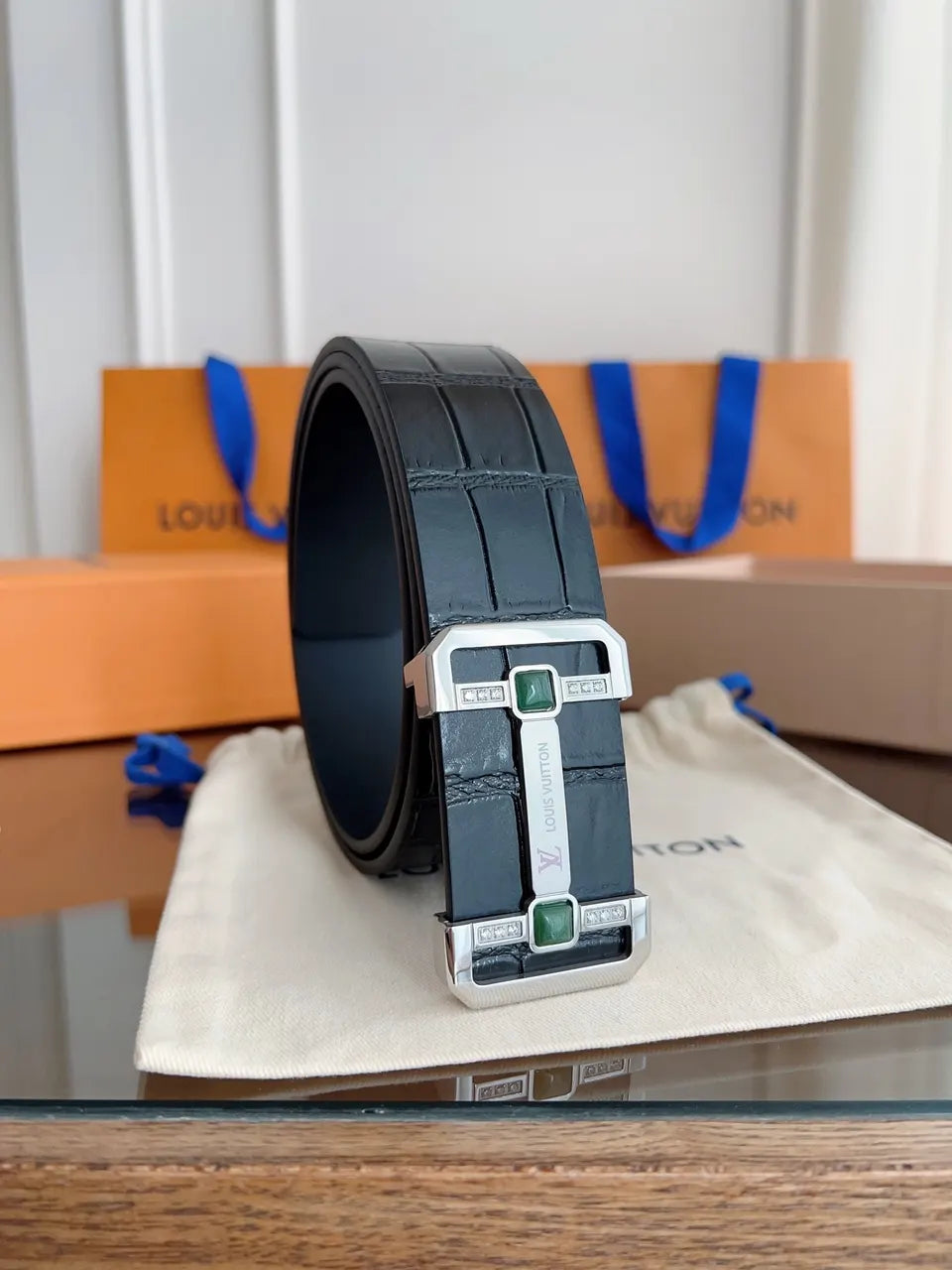 Louis Vuitton Black Alligator Belt - Hình 4