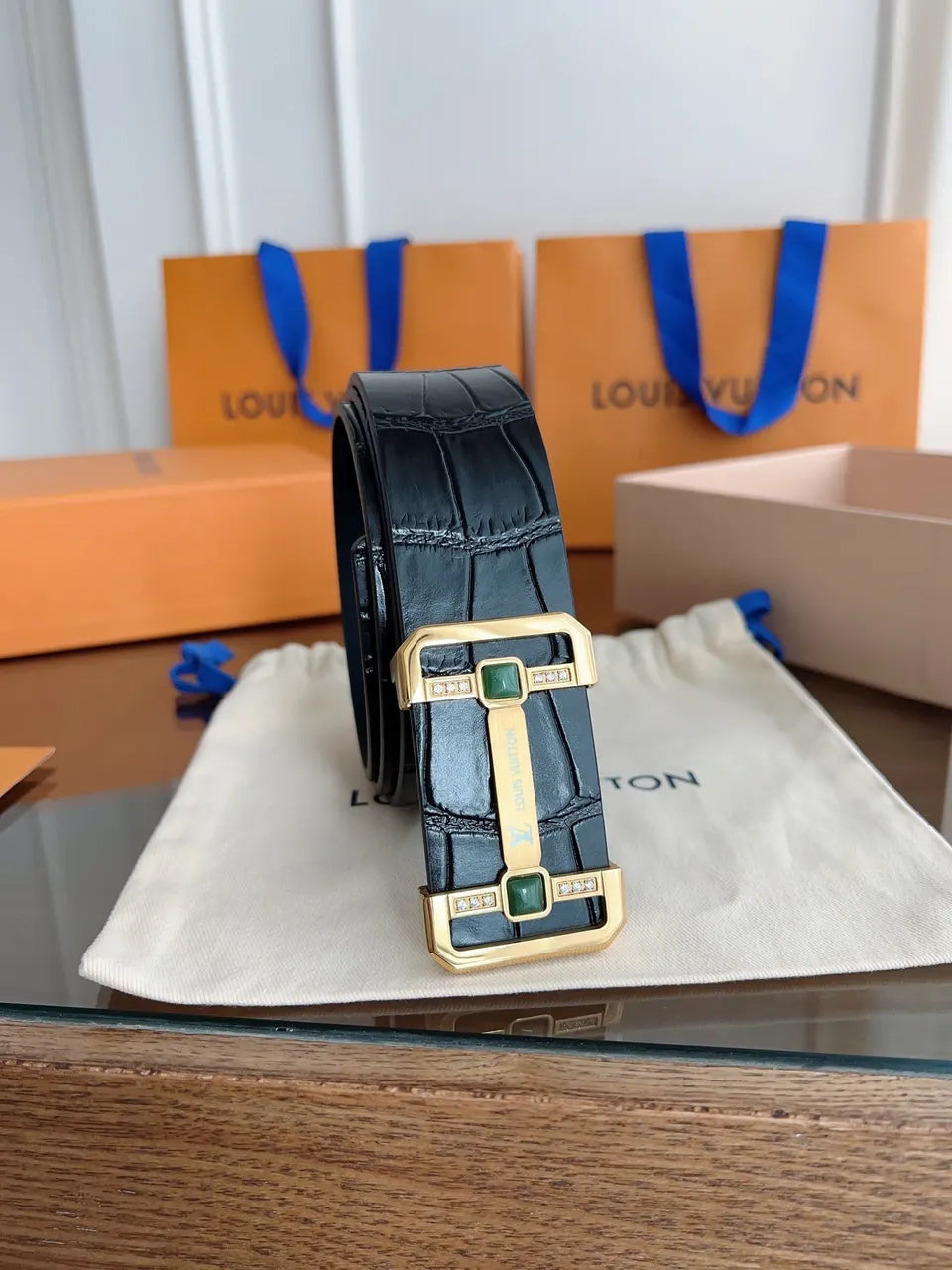 Louis Vuitton Black Croc Belt - Hình 3