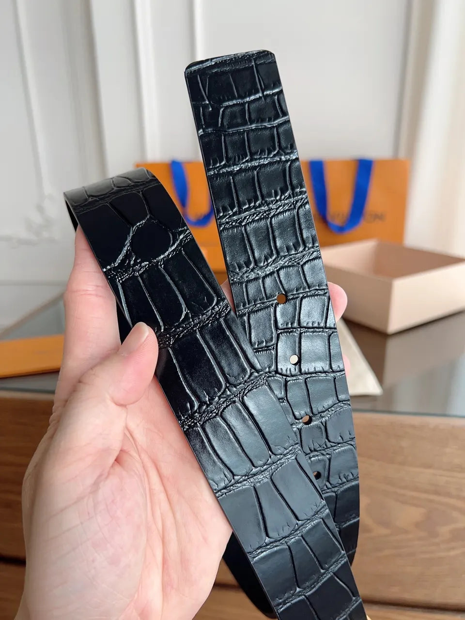 Louis Vuitton Black Croc Belt - Hình 7