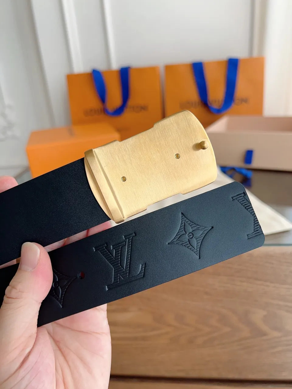 Black Embossed Flower Belt - Hình 7