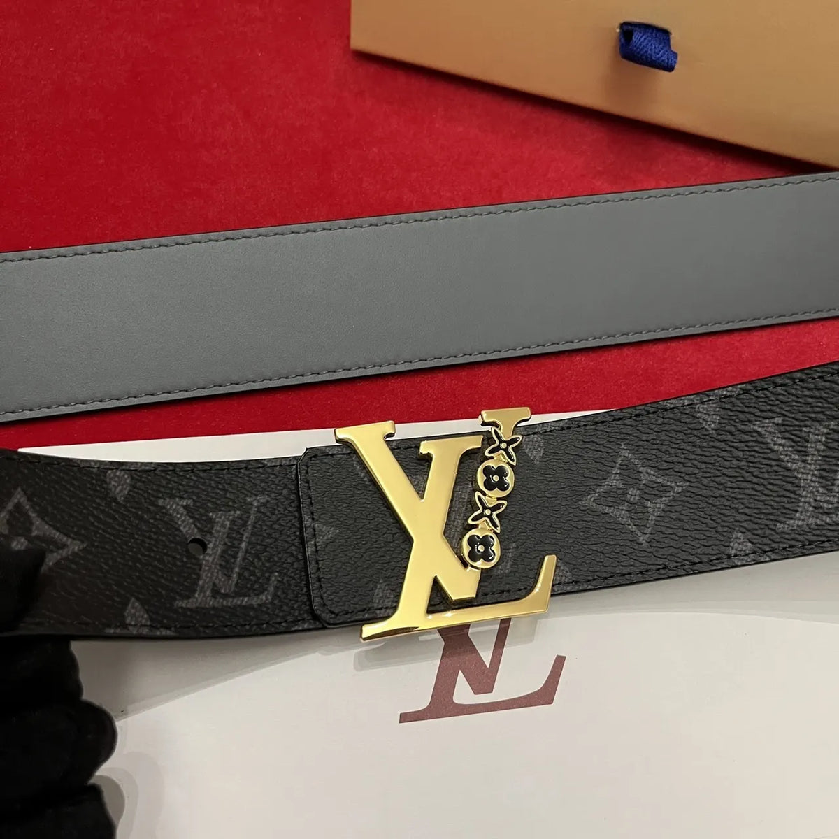 LV Grey Monogram Belt - Hình 7