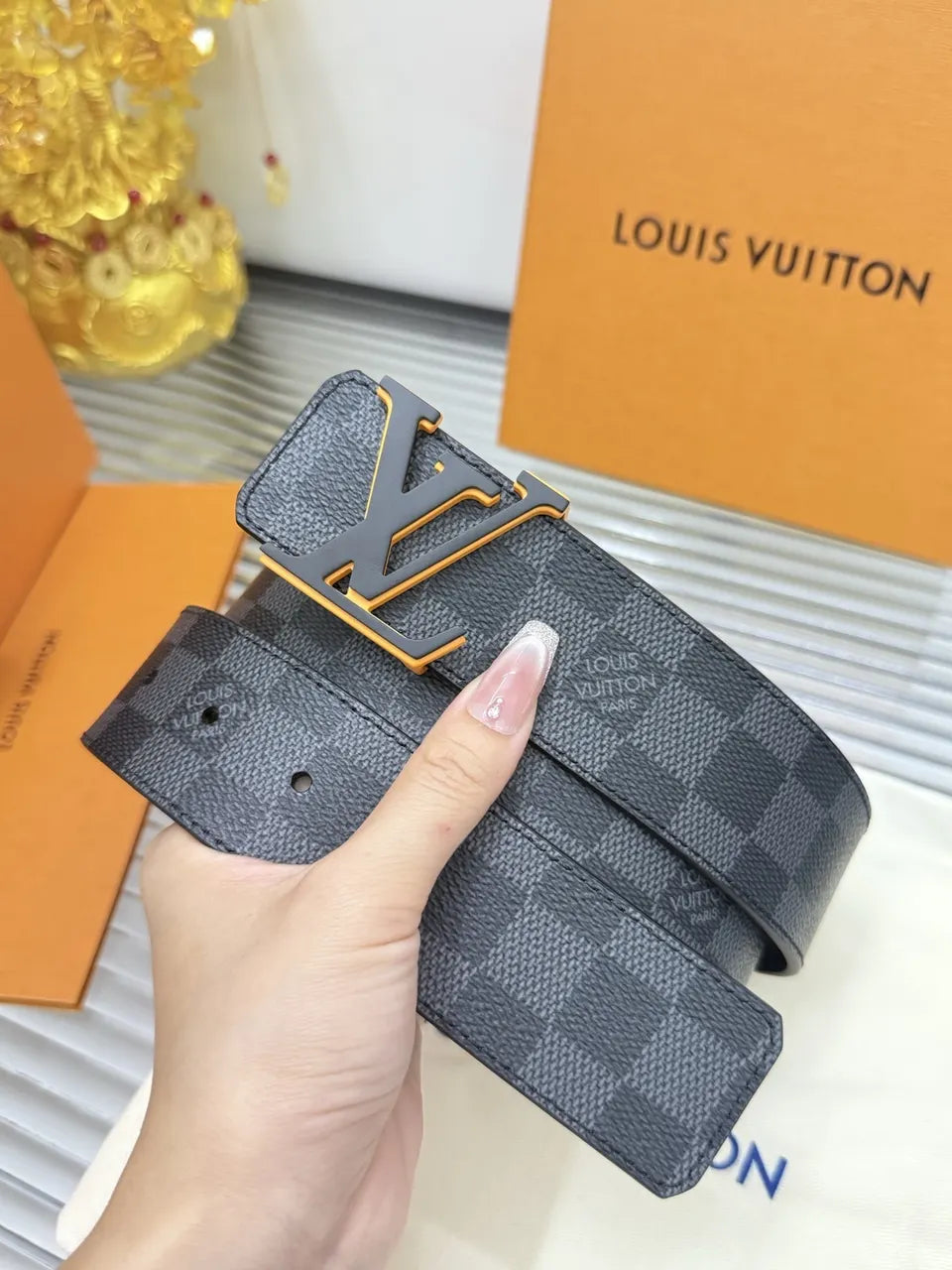 Damier Graphite Orange Belt - Hình 2