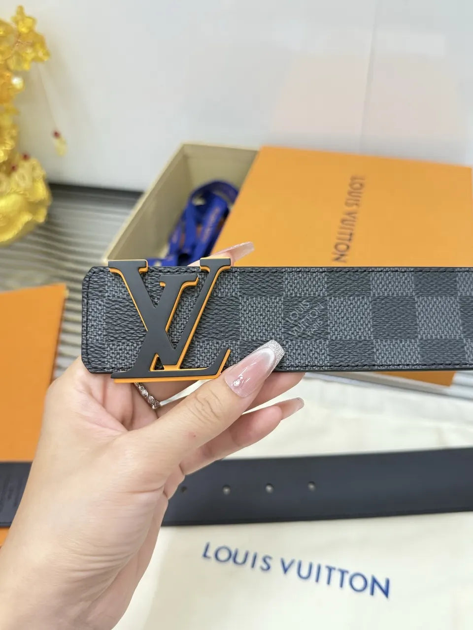 Damier Graphite Orange Belt - Hình 4