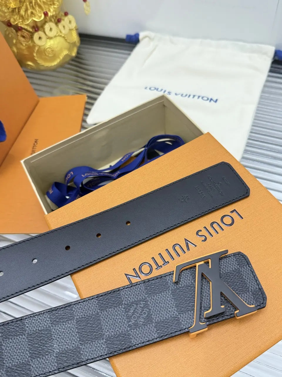 Damier Graphite Orange Belt - Hình 6