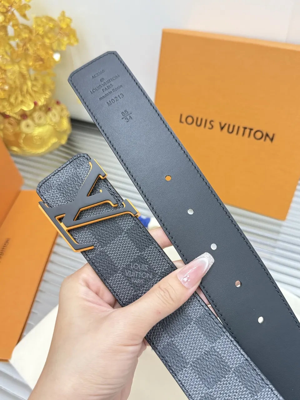 Damier Graphite Orange Belt - Hình 7