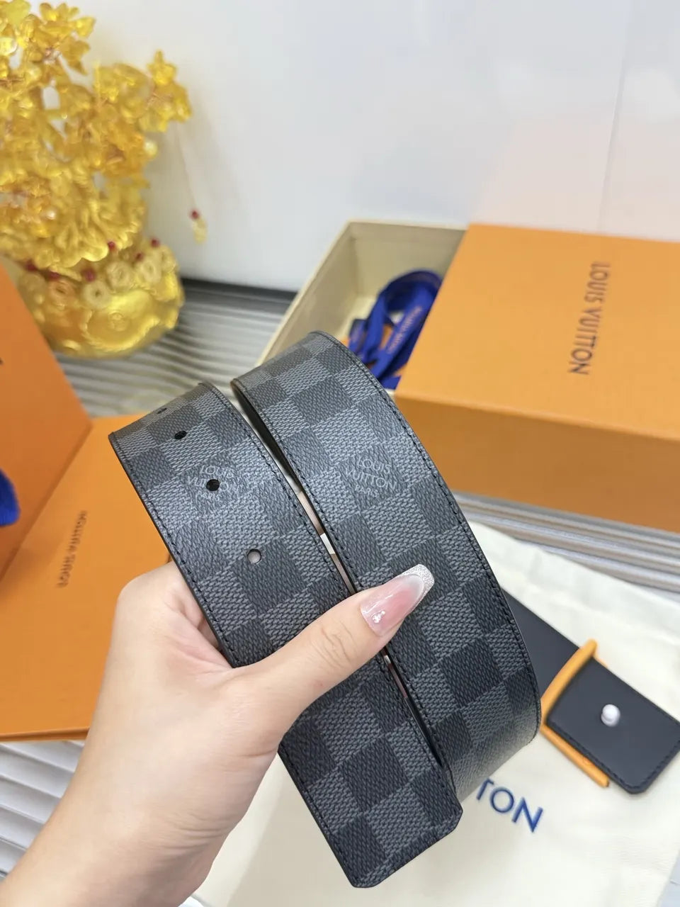 Damier Graphite Orange Belt - Hình 8