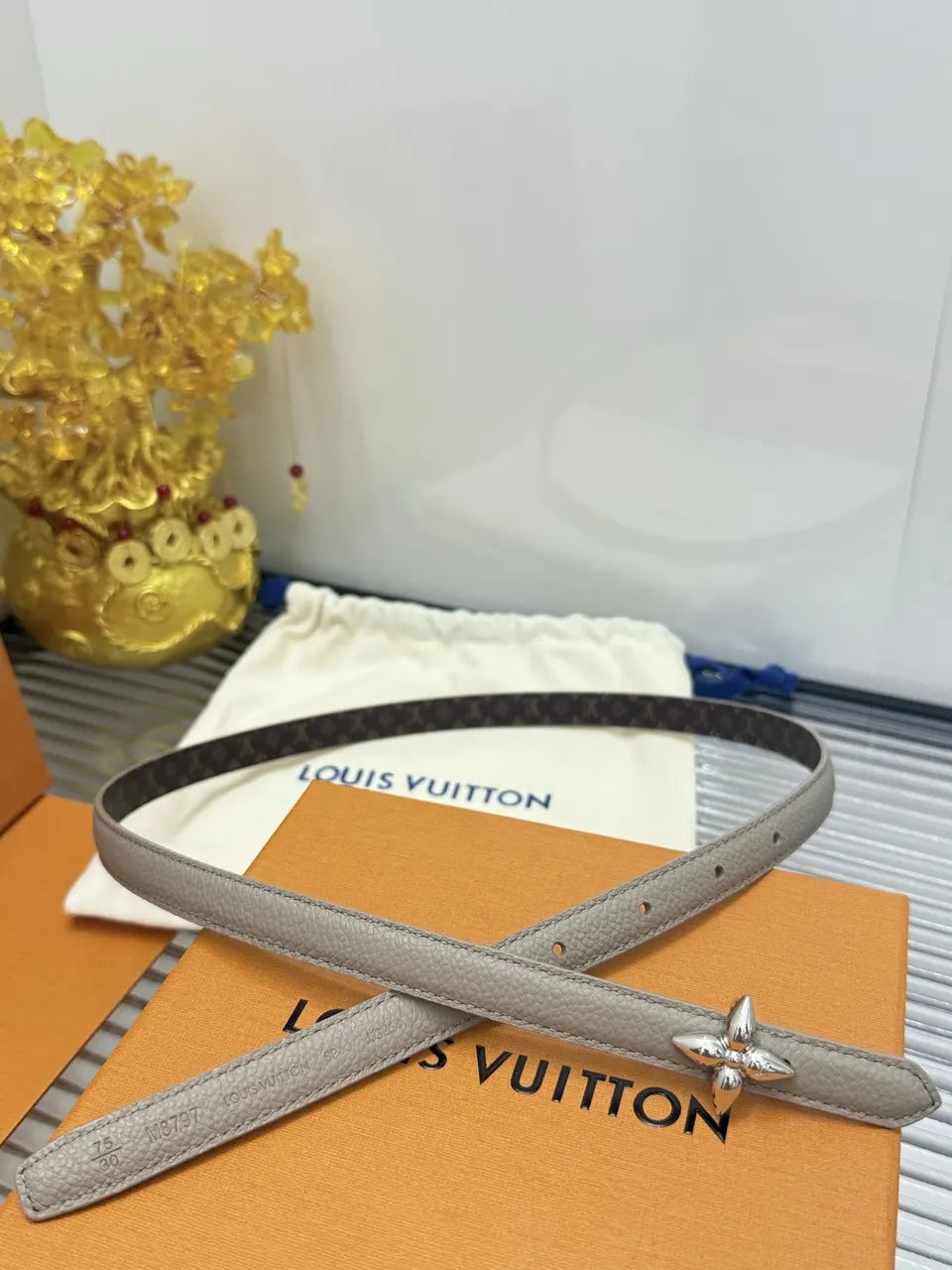 Louis Vuitton Mini Flowergram Taupe Belt - Hình 3