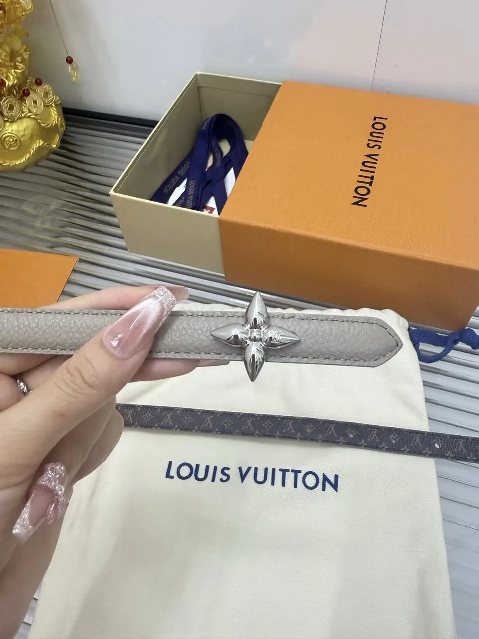 Louis Vuitton Mini Flowergram Taupe Belt - Hình 7