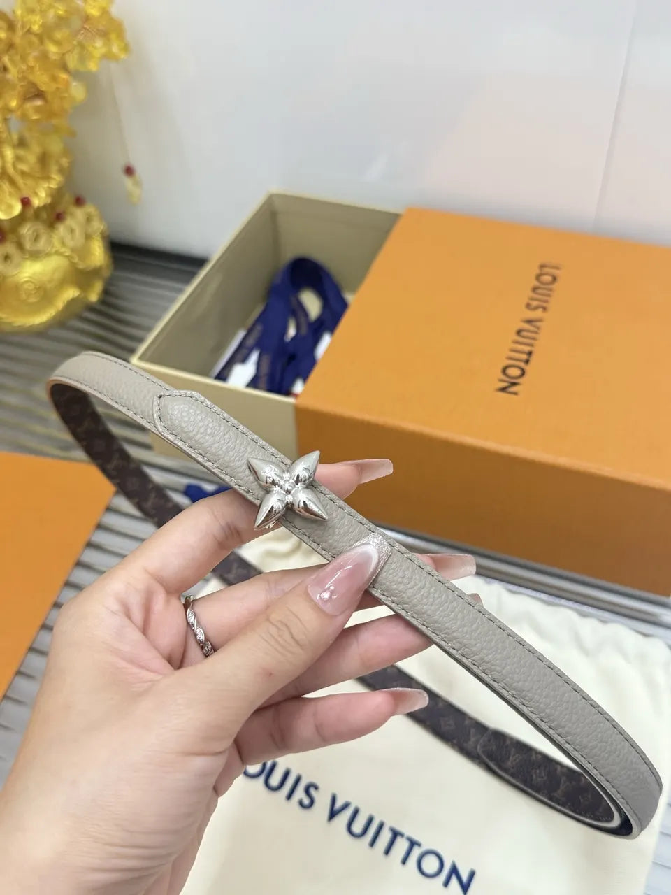 Louis Vuitton Mini Flowergram Taupe Belt - Hình 8