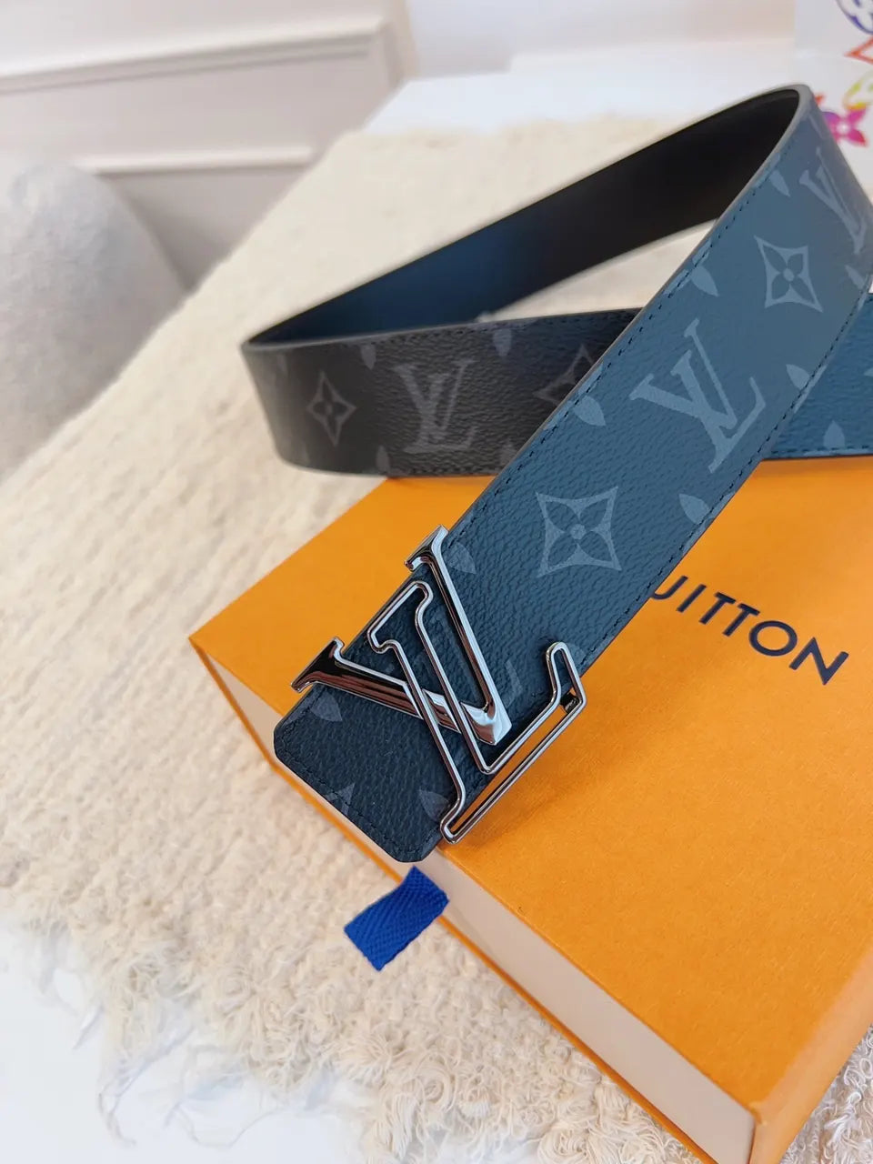 Louis Vuitton Grey Monogram Shadow Belt - Hình 6