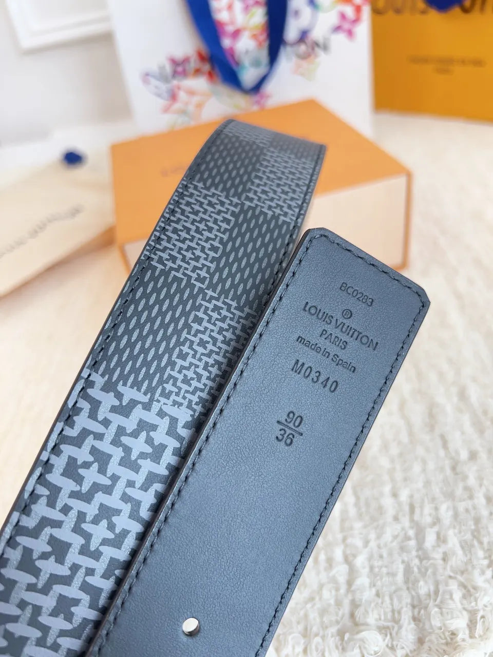 Louis Vuitton Damier Infini Belt silver lv - Hình 4