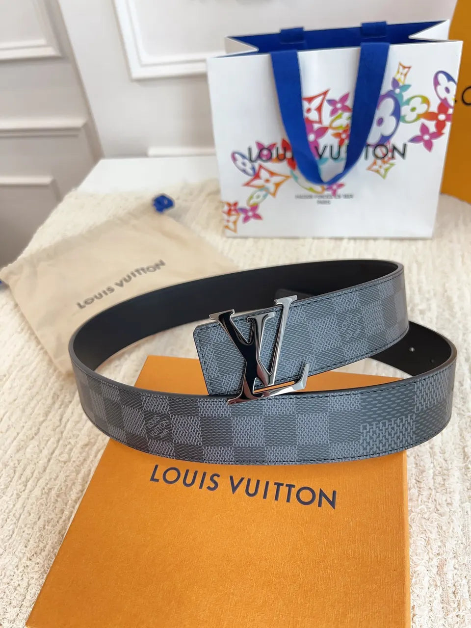 Louis Vuitton Damier Infini Belt silver lv - Hình 5