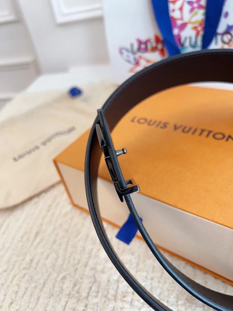 Louis Vuitton Damier Infini Belt silver lv - Hình 6