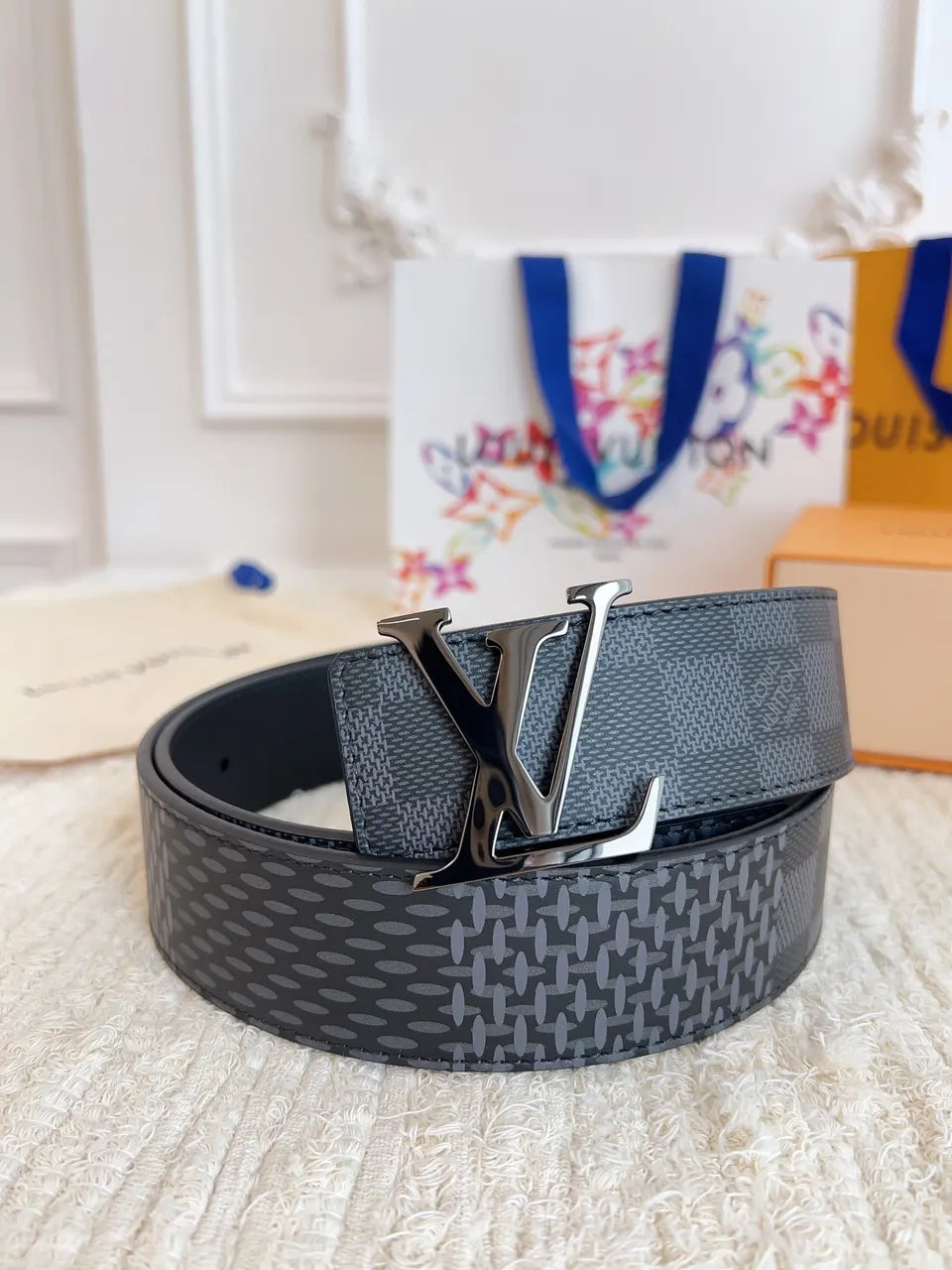 Louis Vuitton Damier Infini Belt silver lv - Hình 7