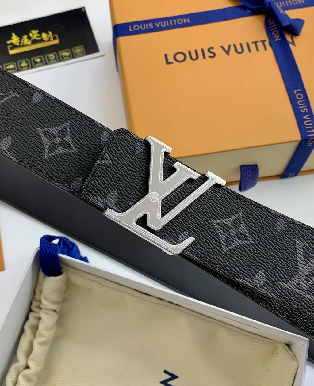 LV Grey Monogram V Buckle Belt