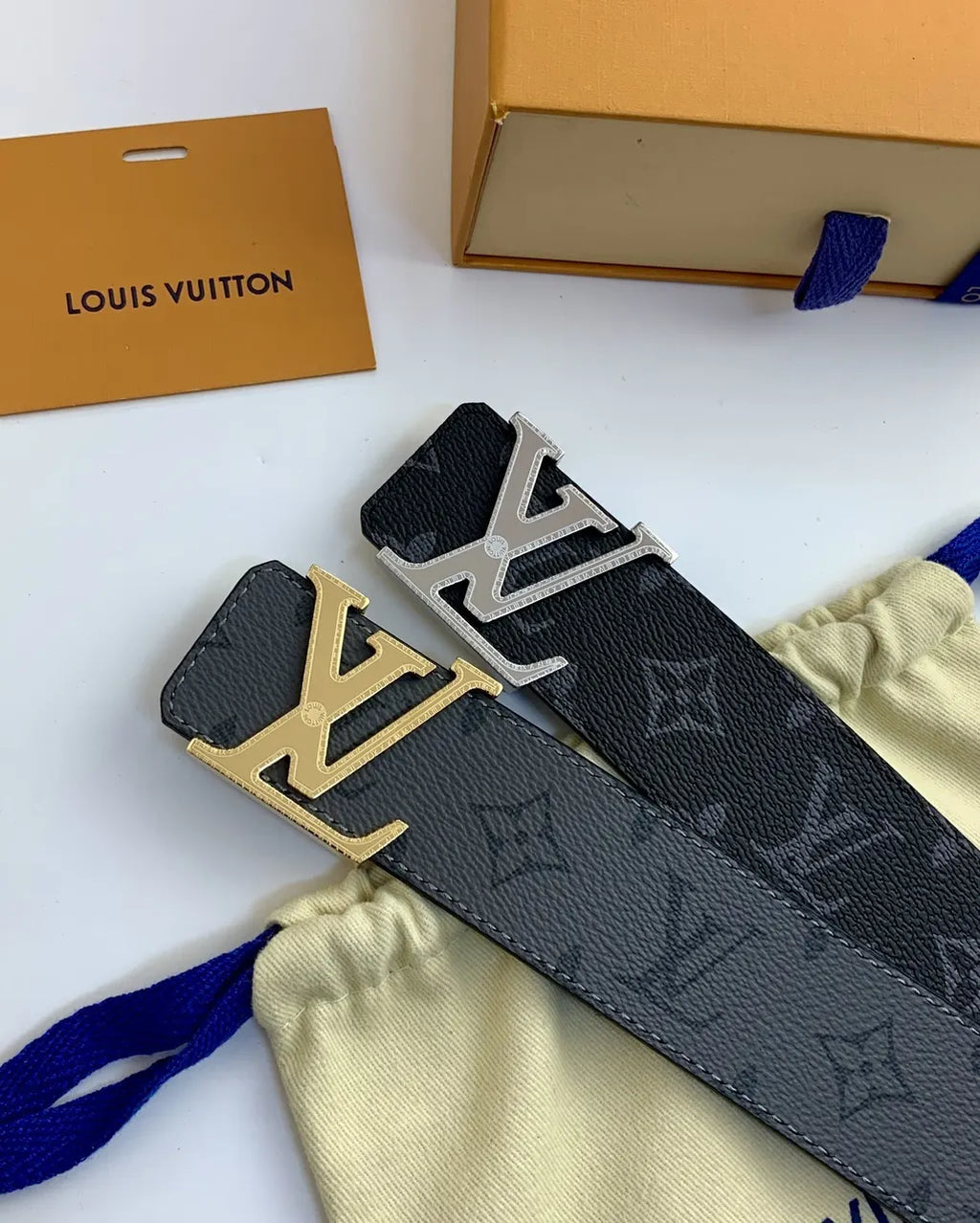LV Grey Monogram V Buckle Belt - Hình 5