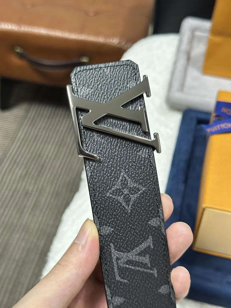 LV Black Monogram Initiales Belt - Hình 2
