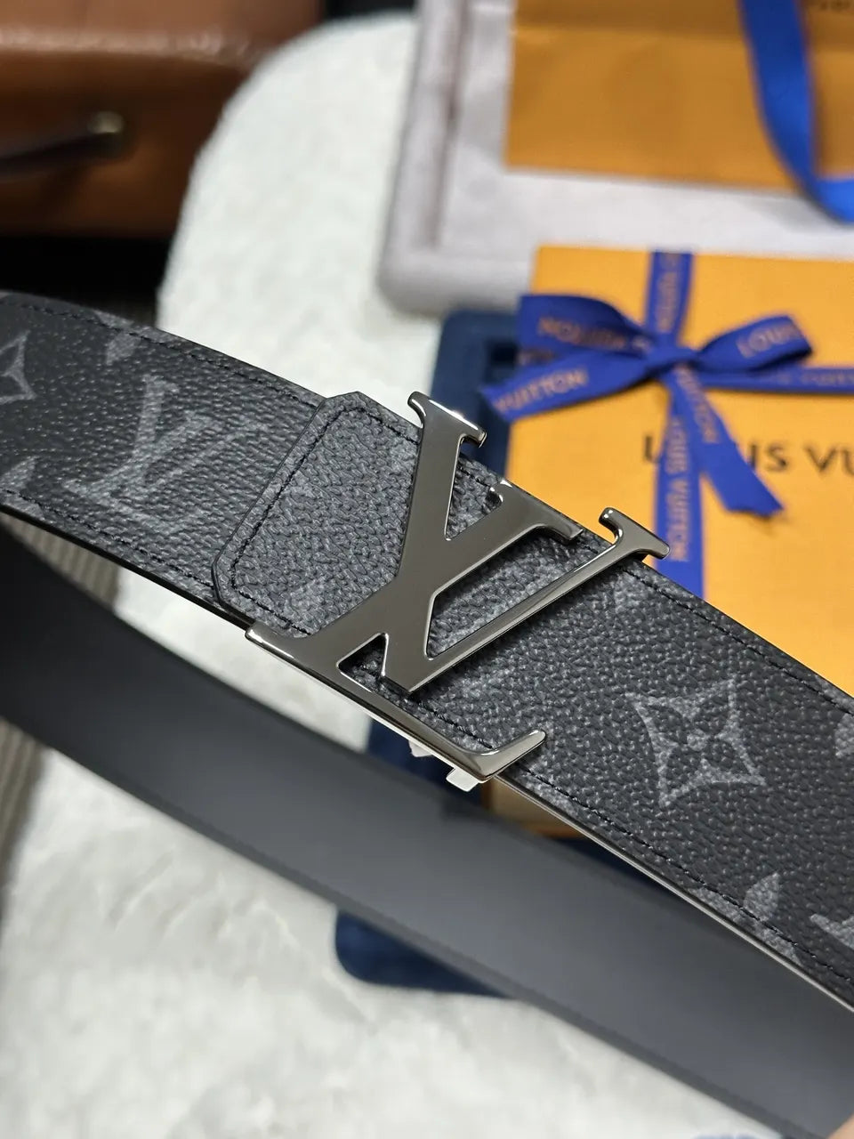 LV Black Monogram Initiales Belt - Hình 4