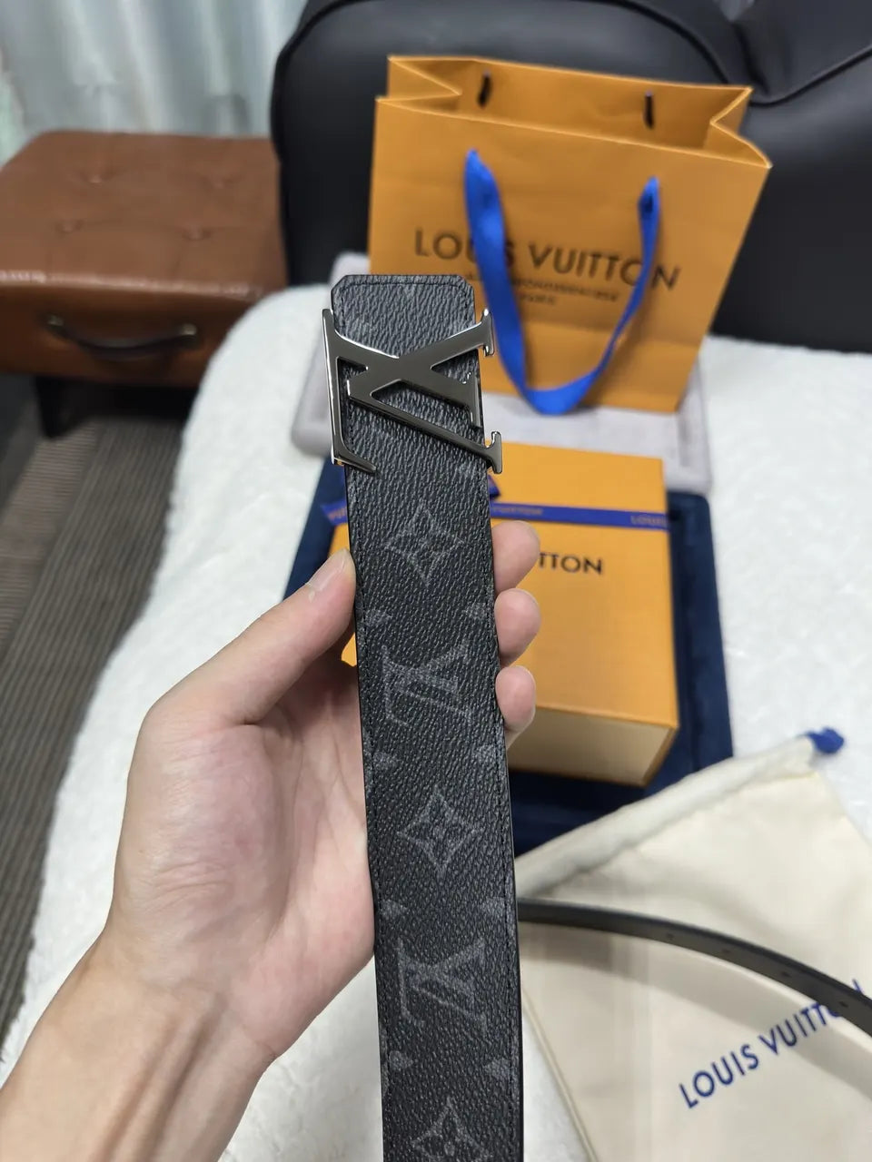 LV Black Monogram Initiales Belt - Hình 5