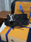silver Louis Vuitton Black Monogram Shadow Belt